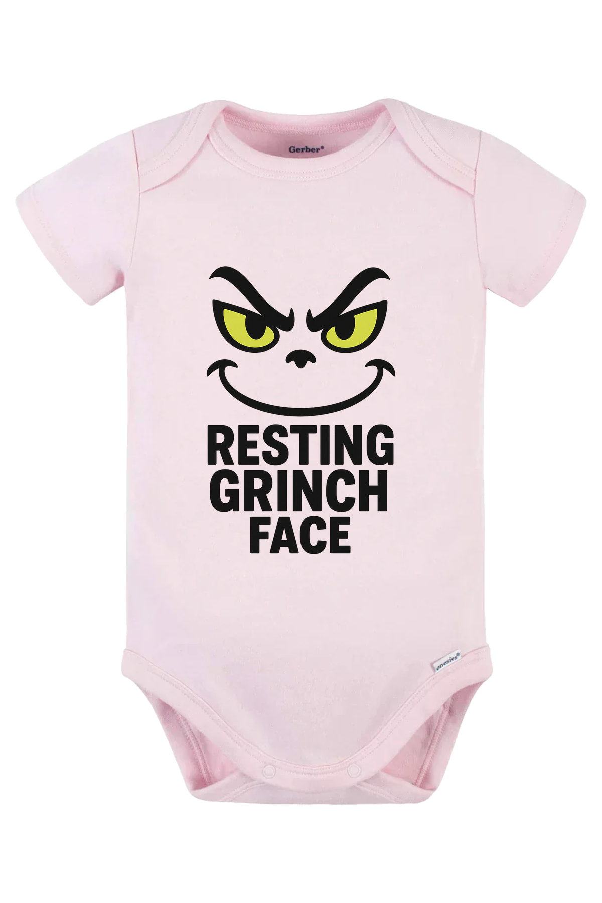 Resting Grinch Face Outline Onesie - pink