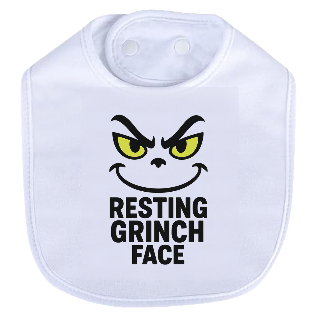 Resting Grinch Face Outline Bib - white