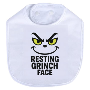 Resting Grinch Face Outline Bib - white