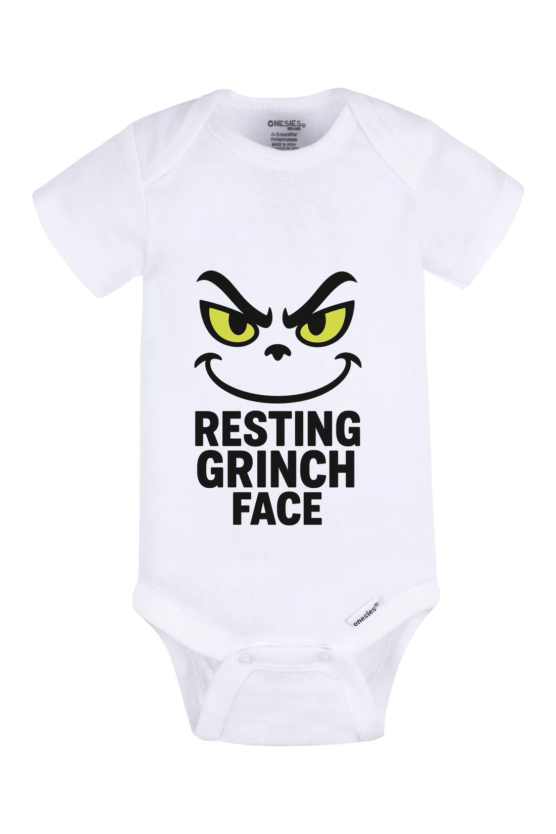 Resting Grinch Face Outline Onesie - light blue