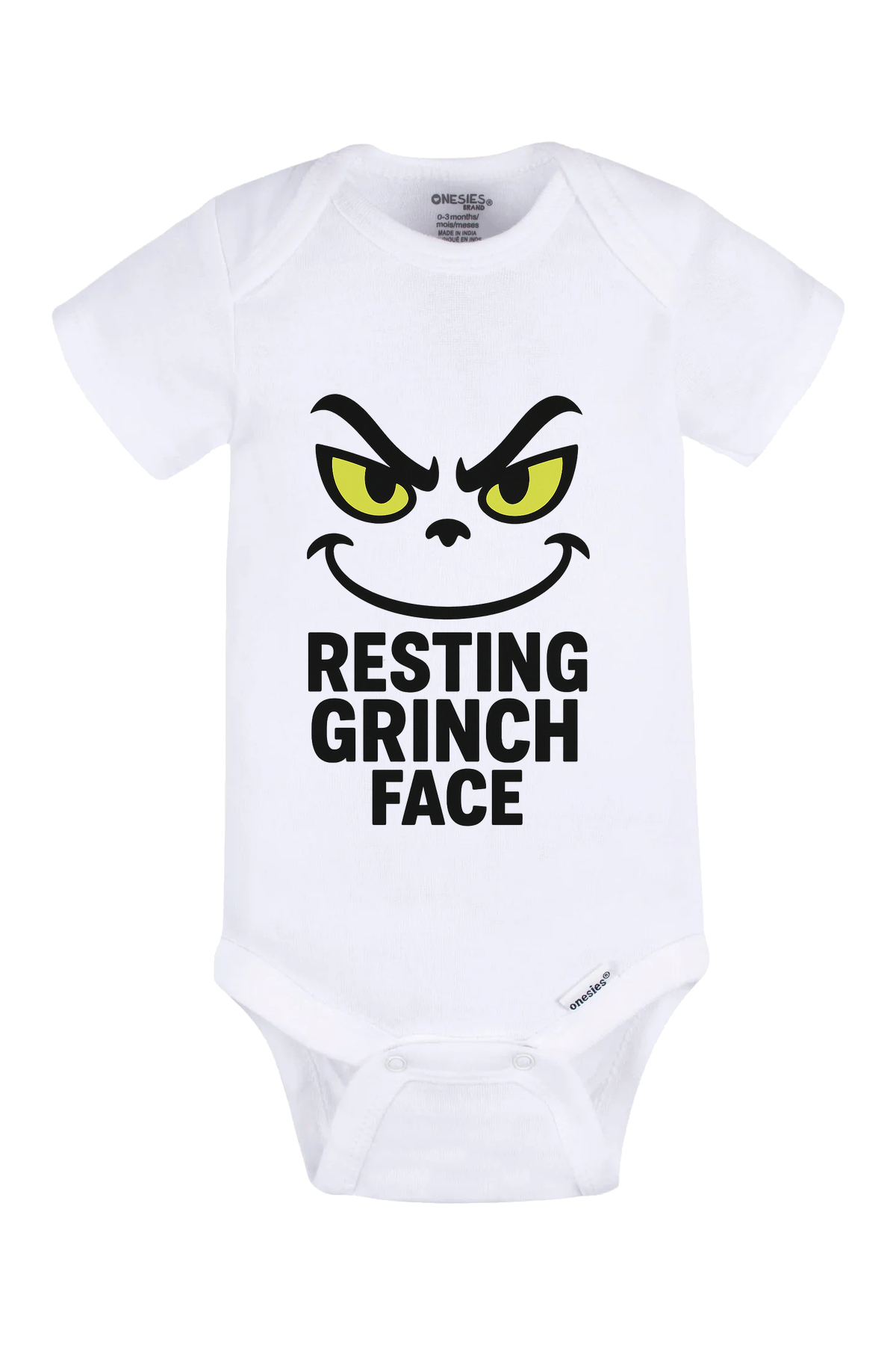 Resting Grinch Face Outline Onesie - white