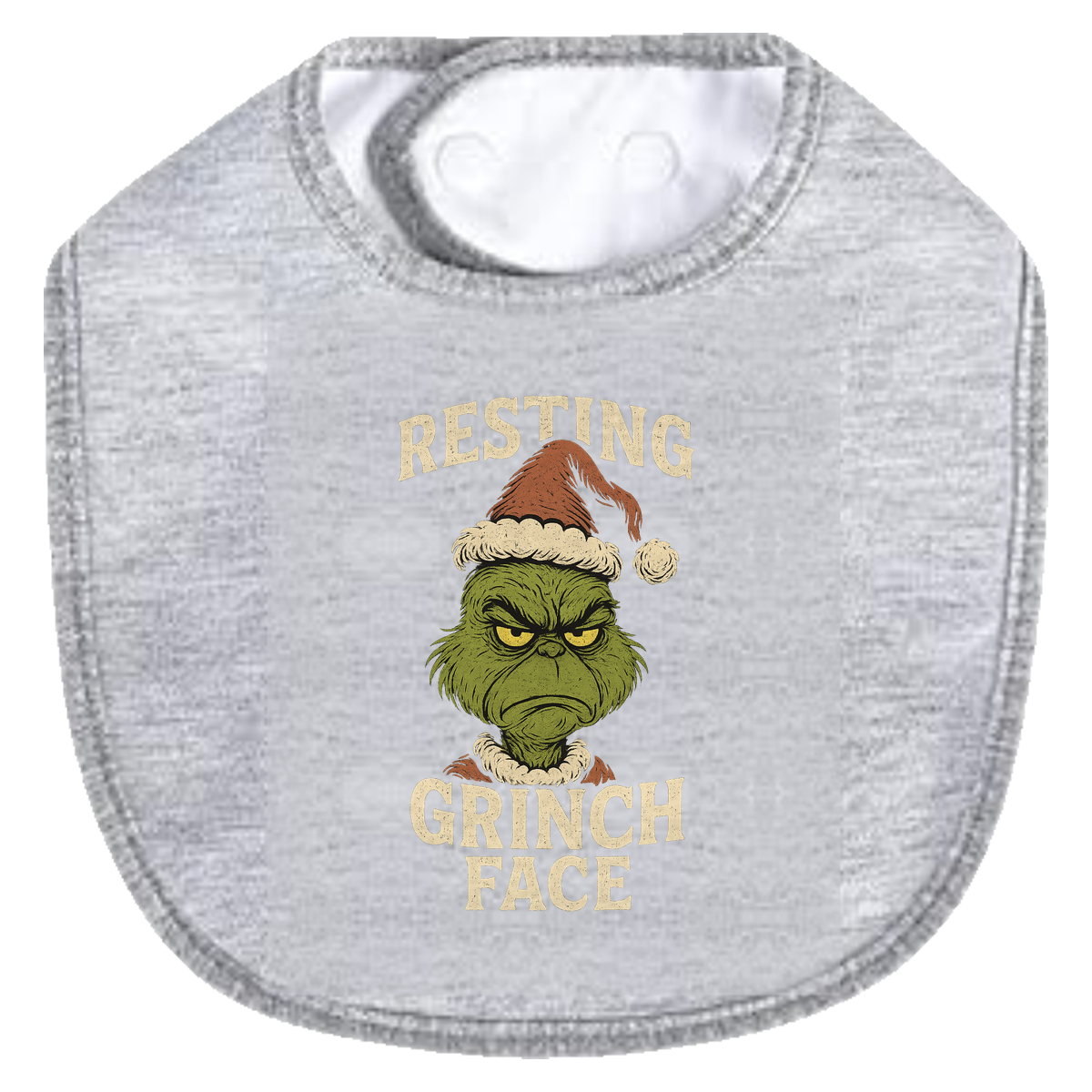 Resting Grinch Unamused Bib - gray