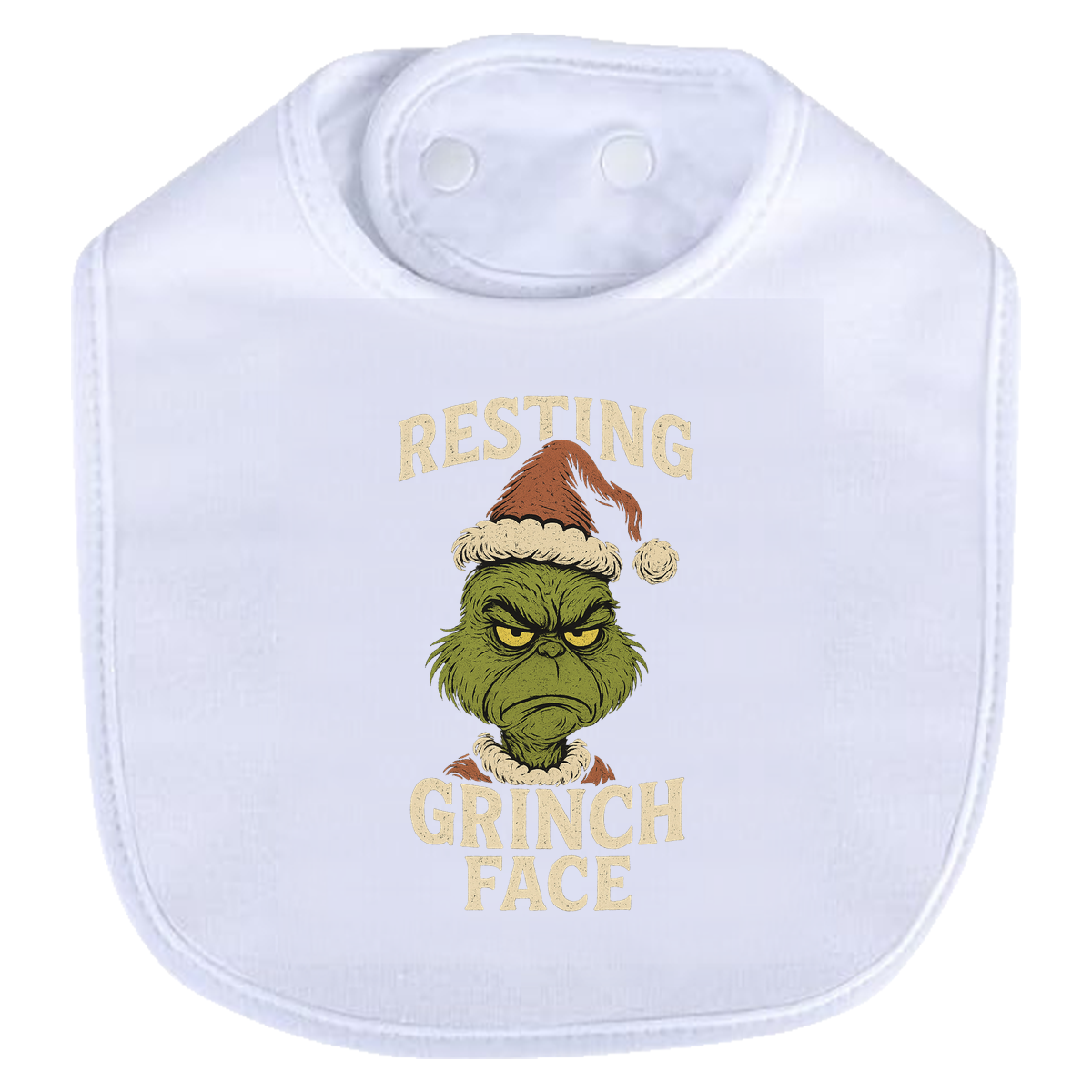 Resting Grinch Unamused Bib - white