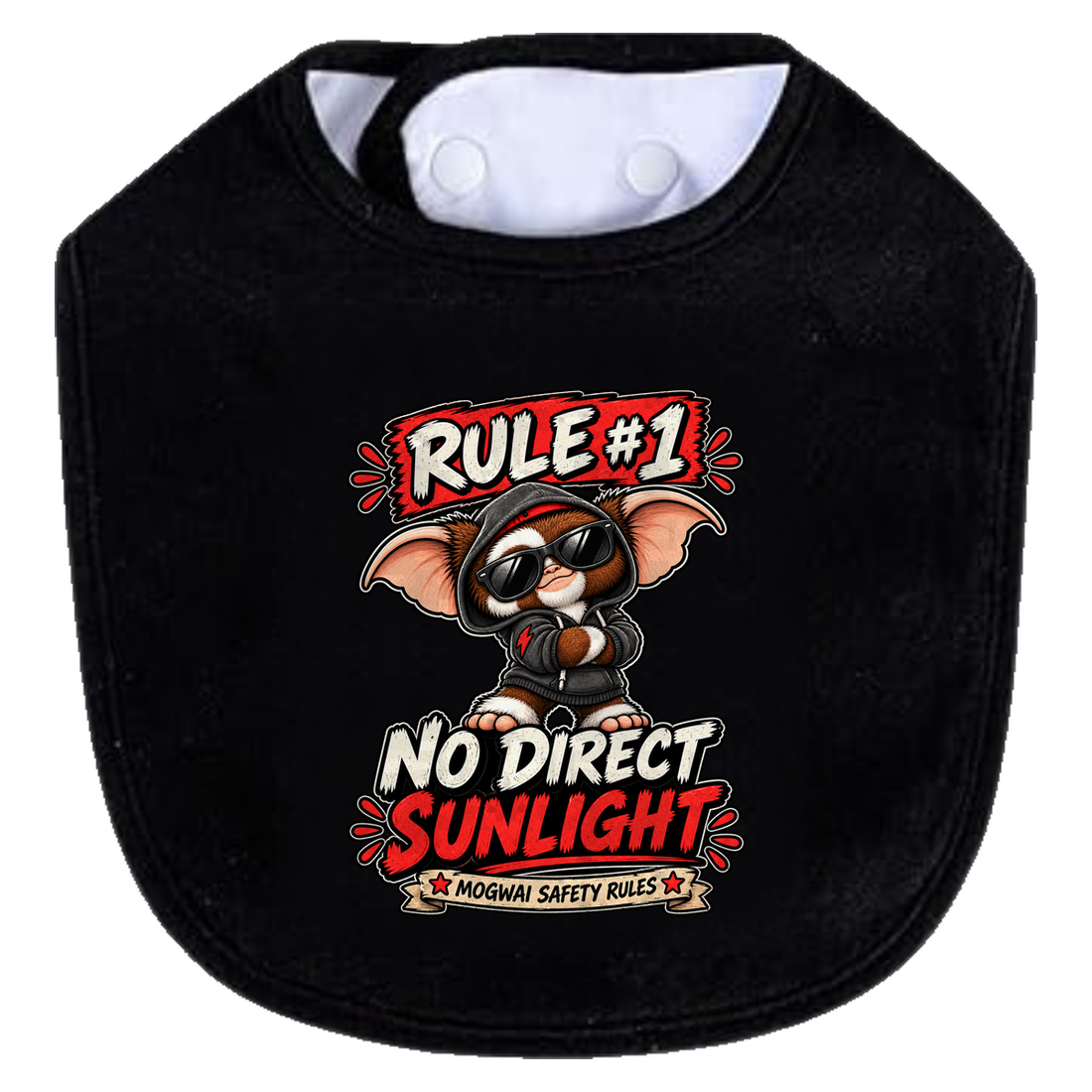 Rule 1 No Direct Sunlight Bib - white