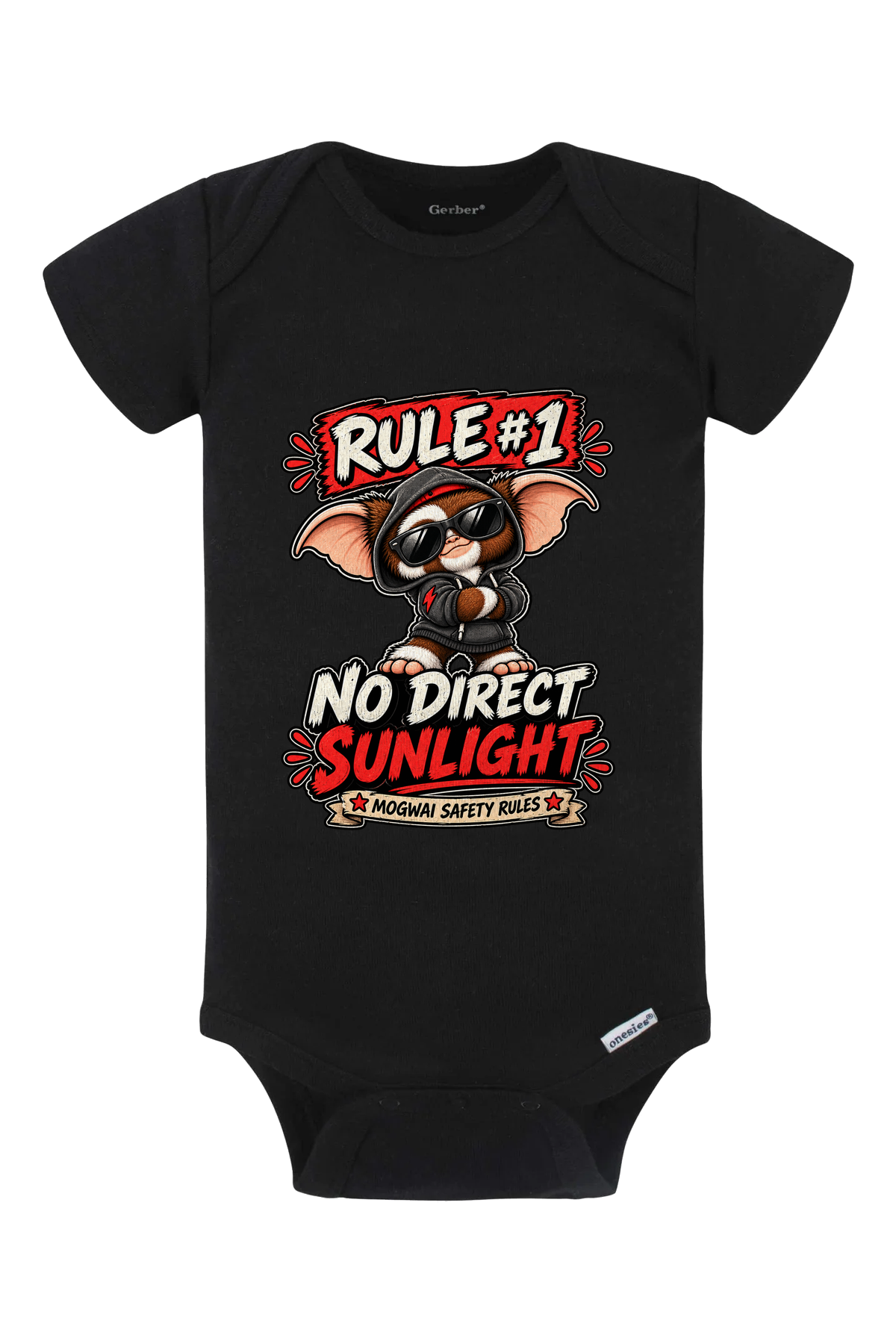 Rule 1 No Direct Sunlight Onesie - black