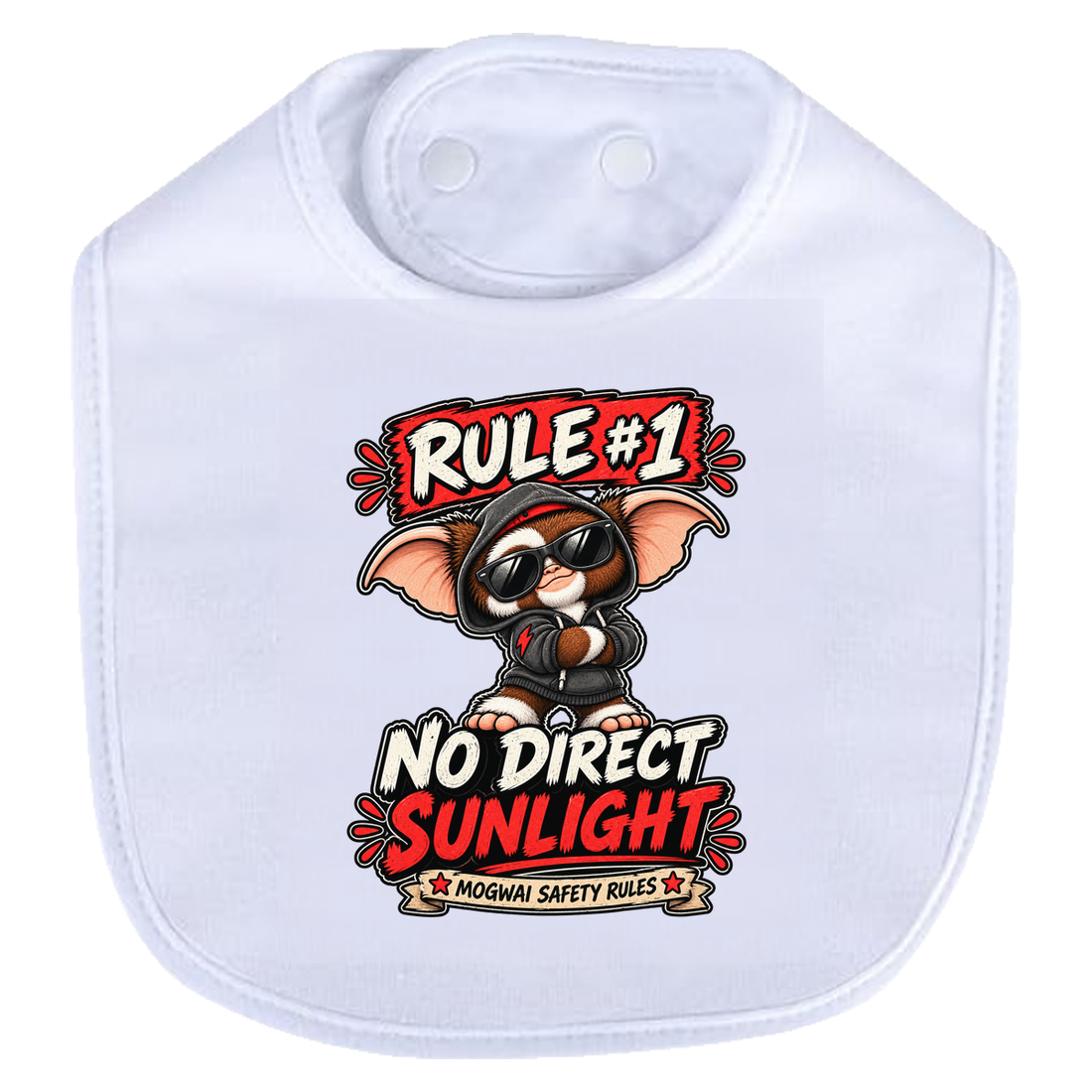 Rule 1 No Direct Sunlight Bib - white