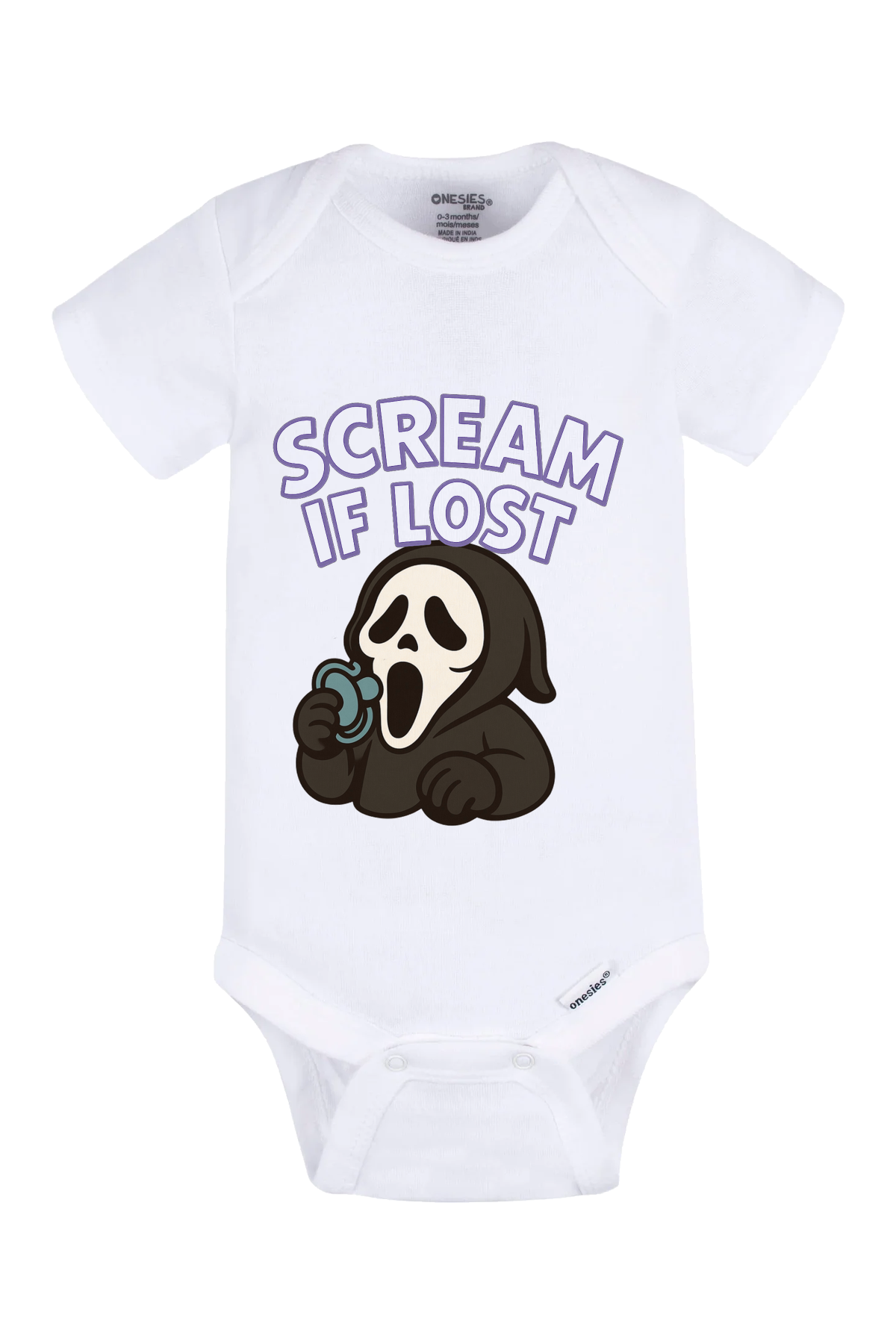 Scream If Lost Onesie - white