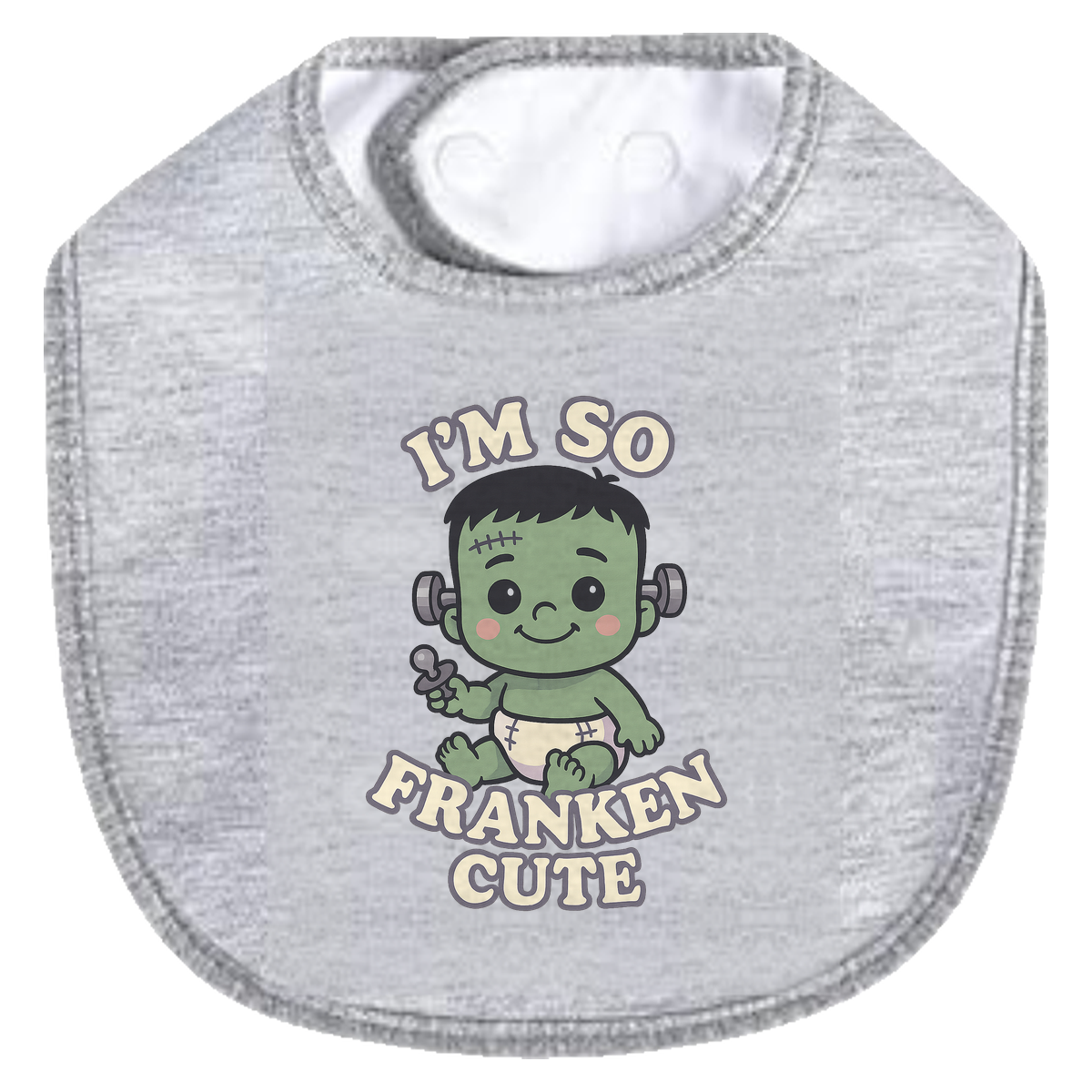 So Franken Cute Baby Bib - gray