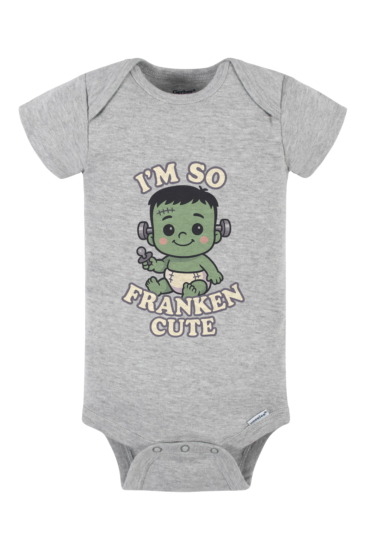So Franken Cute Baby Onesie - gray