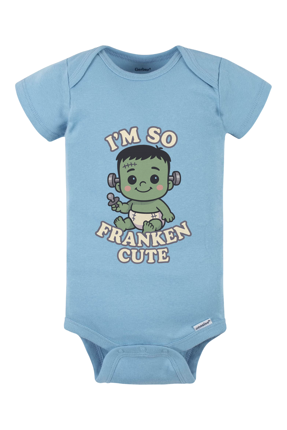 So Franken Cute Baby Onesie - light blue