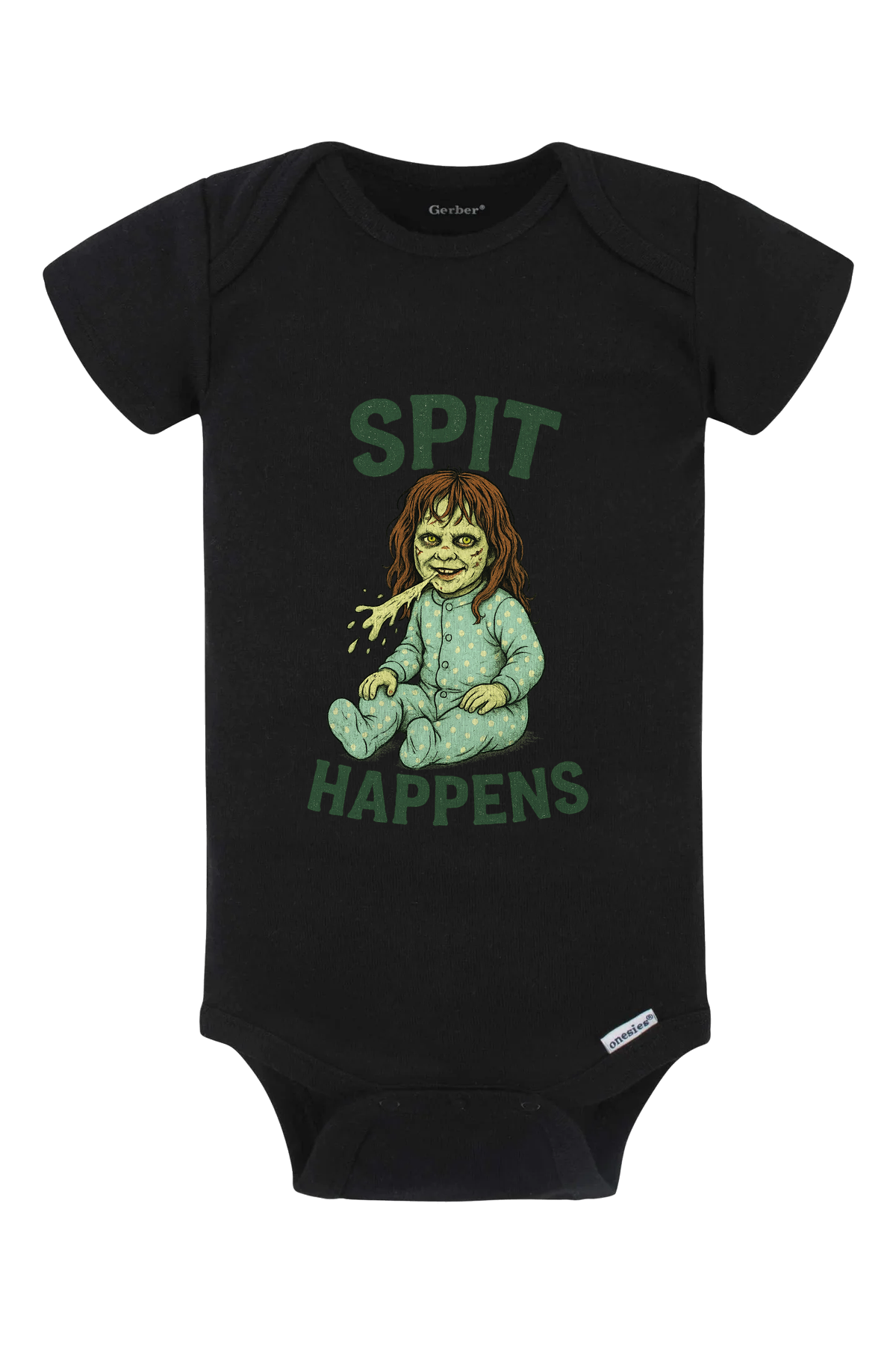 Spit Happens Onesie - black