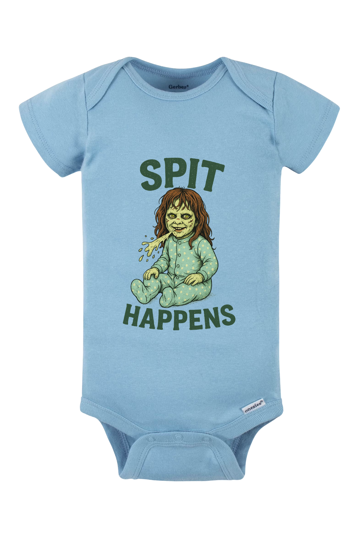 Spit Happens Onesie - light blue