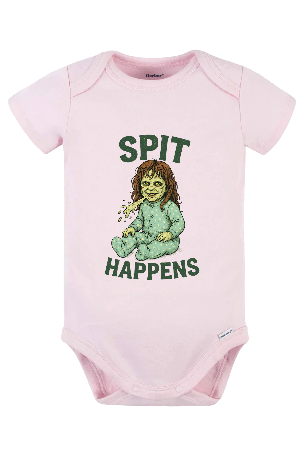 Spit Happens Onesie - pink