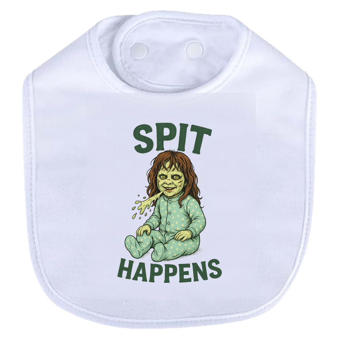 Spit Happens Bib - white