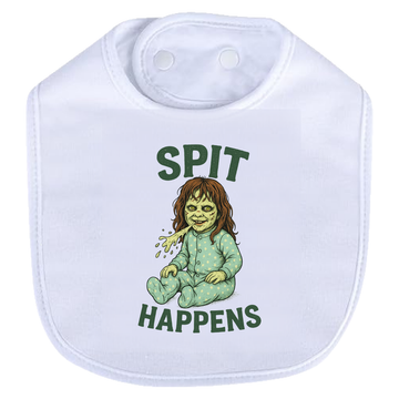 Spit Happens Bib - white