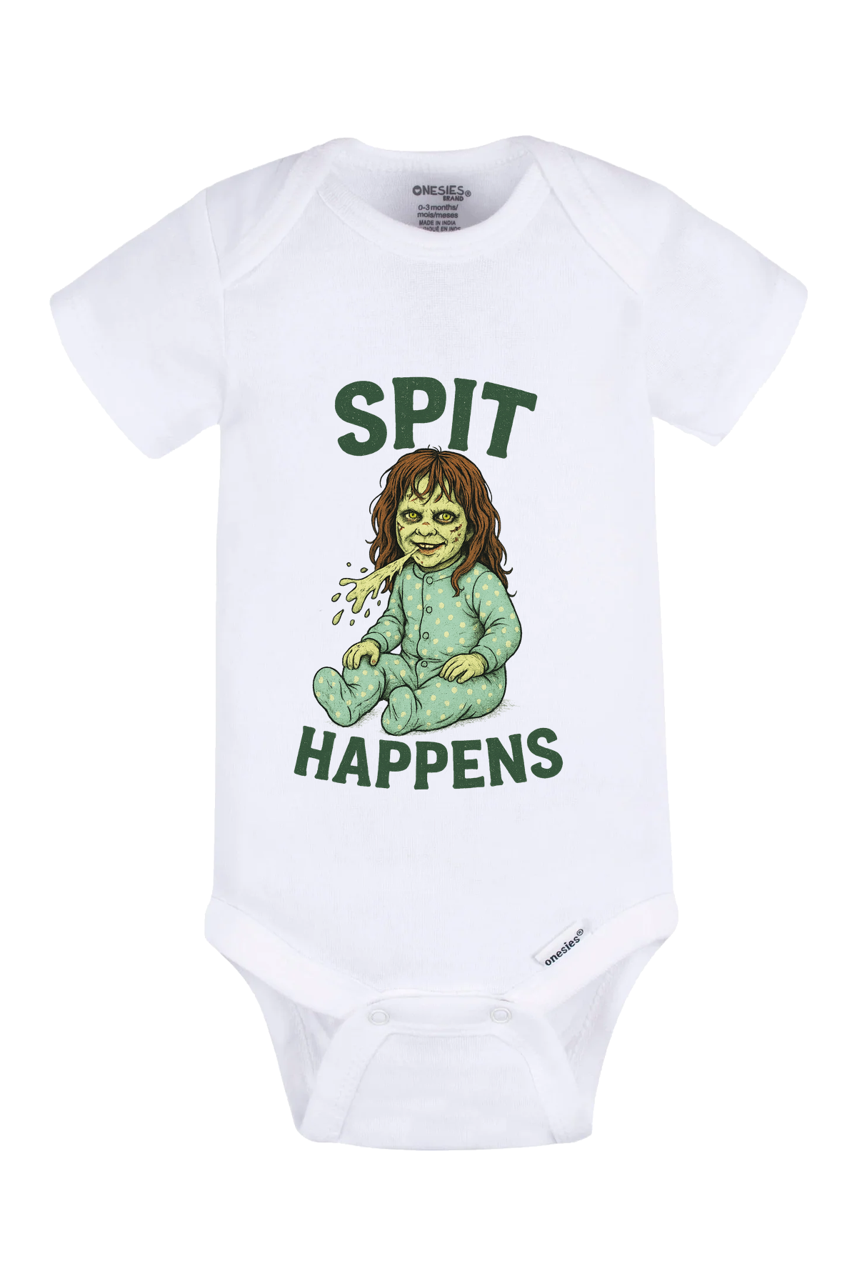 Spit Happens Onesie - white