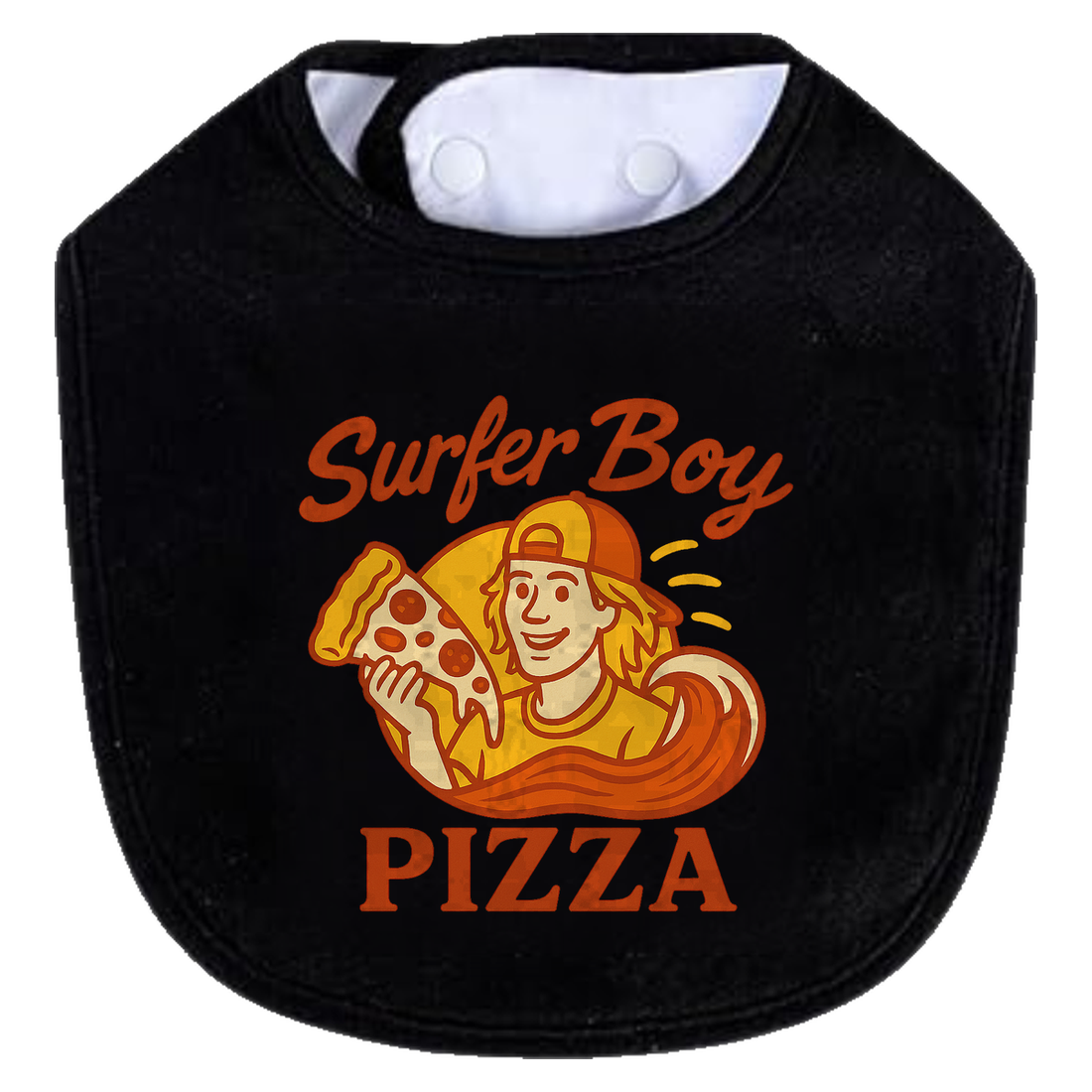 Surfer Boy Pizza Bib - white