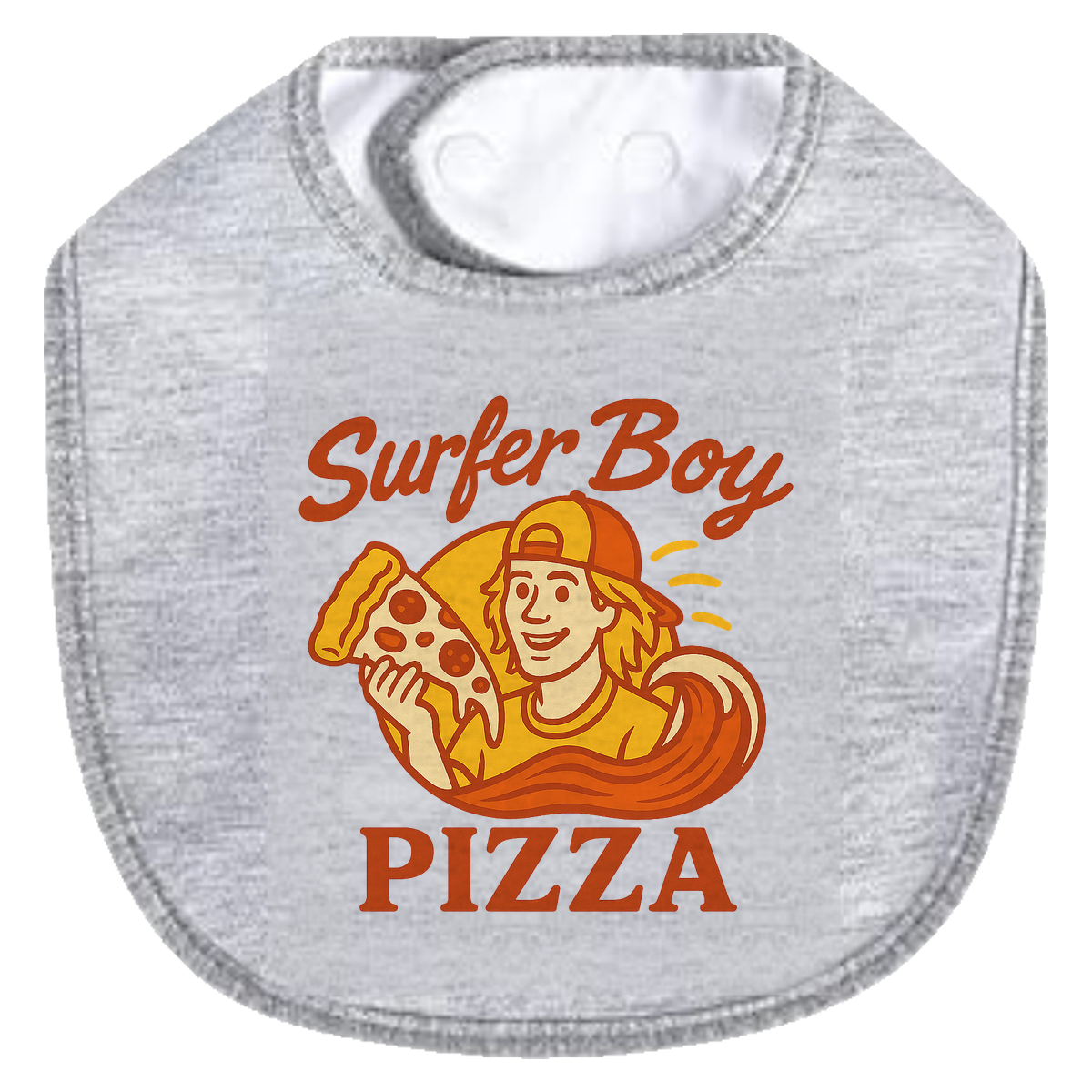 Surfer Boy Pizza Bib - gray