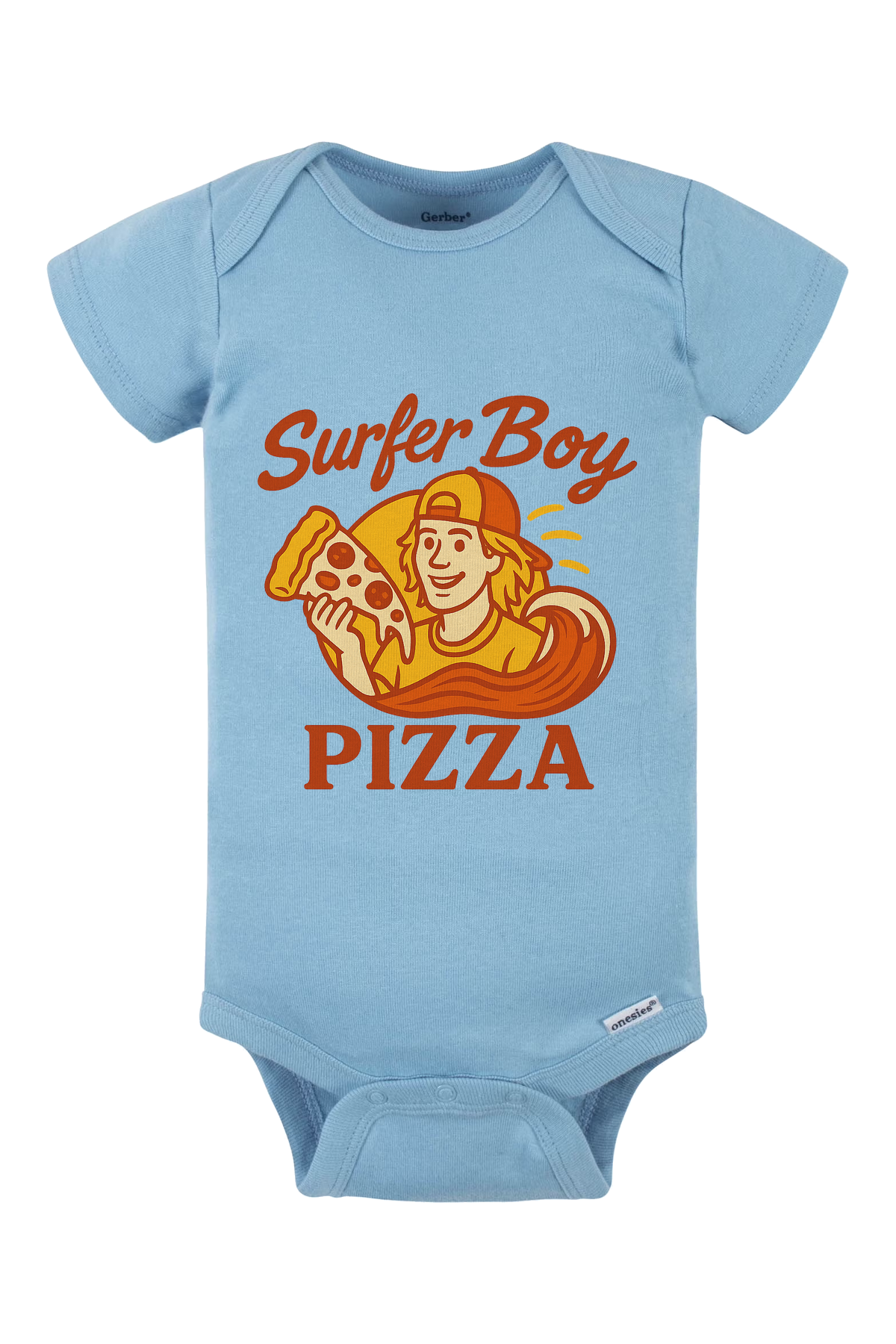 Surfer Boy Pizza Onesie - light blue