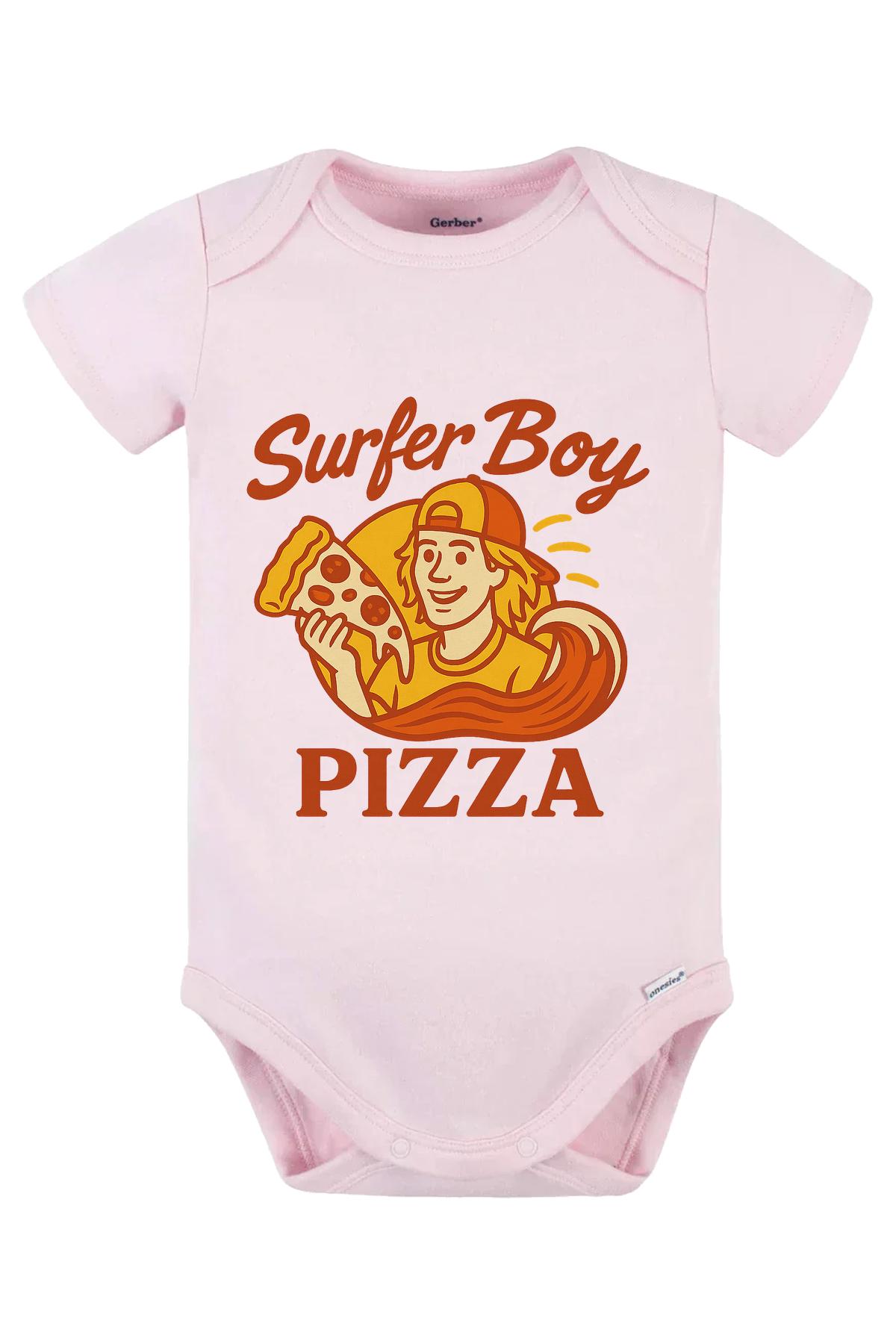 Surfer Boy Pizza Onesie - pink