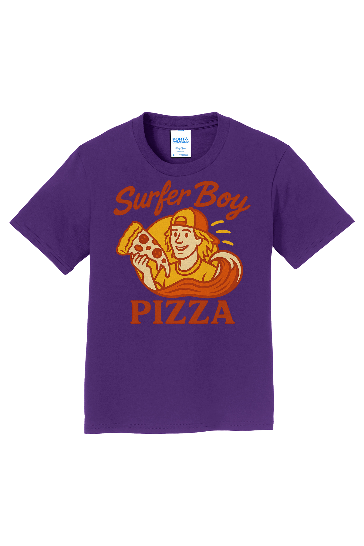 Surfer Boy Pizza T-Shirt - purple