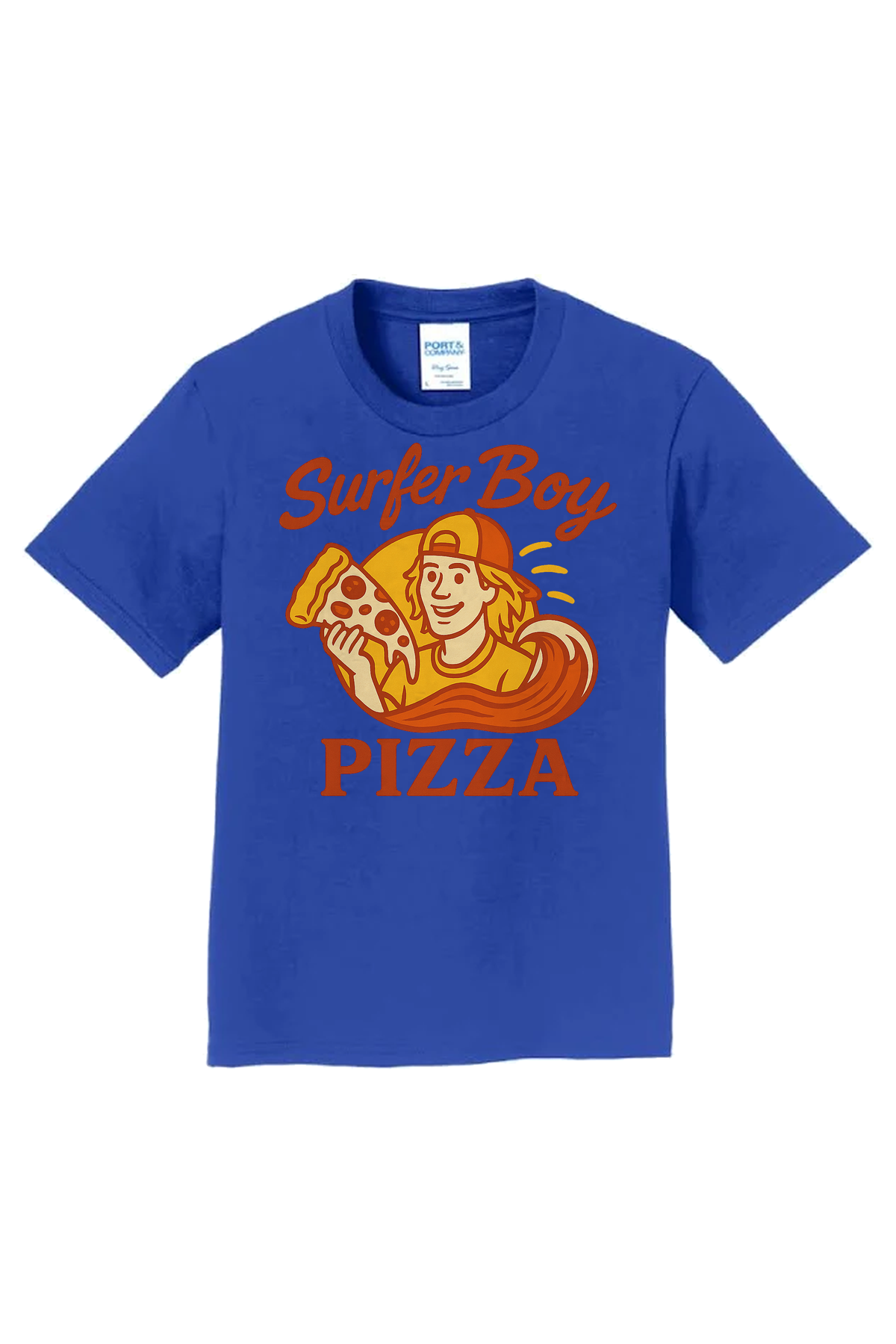 Surfer Boy Pizza T-Shirt - royal blue