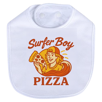 Surfer Boy Pizza Bib - white