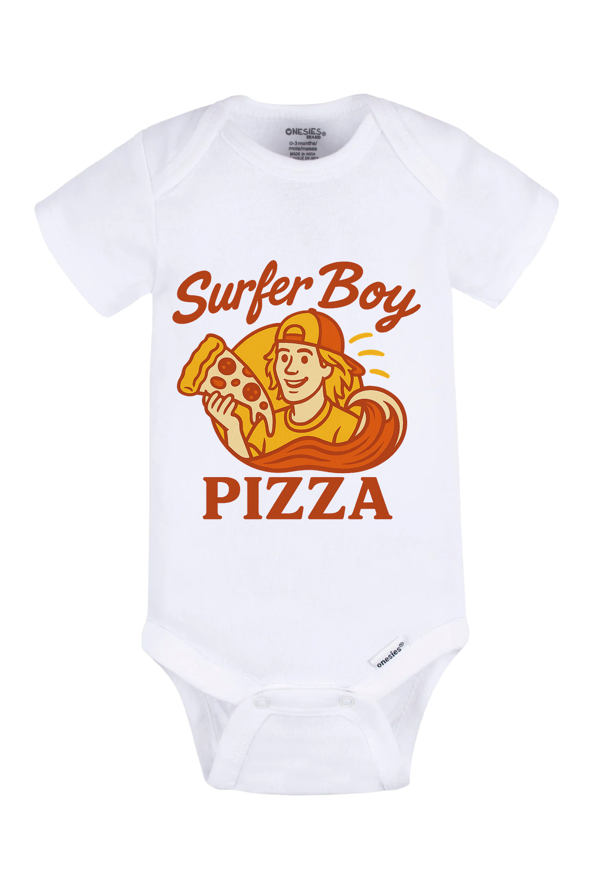 Surfer Boy Pizza Onesie - white