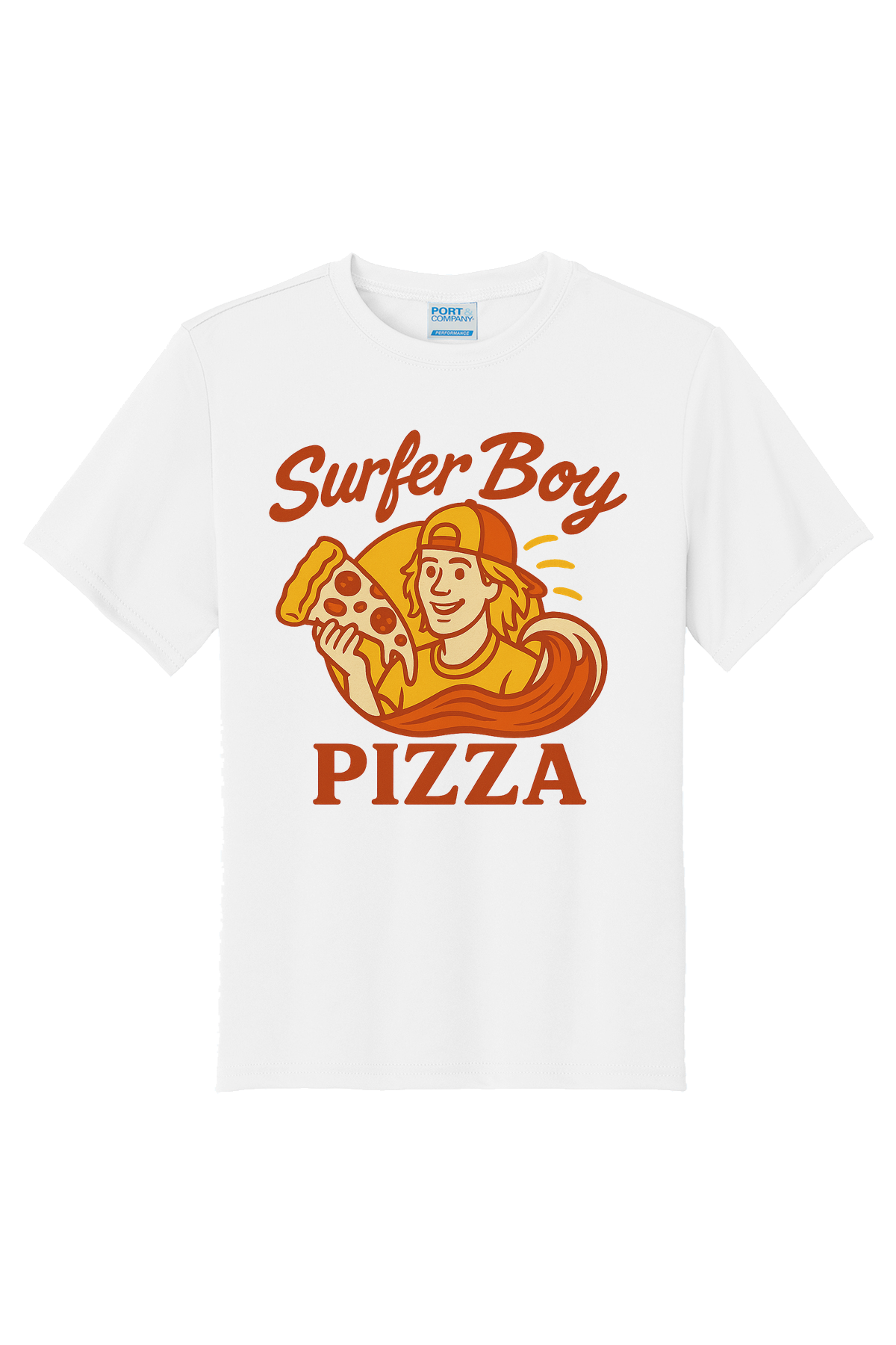 Surfer Boy Pizza T-Shirt - white
