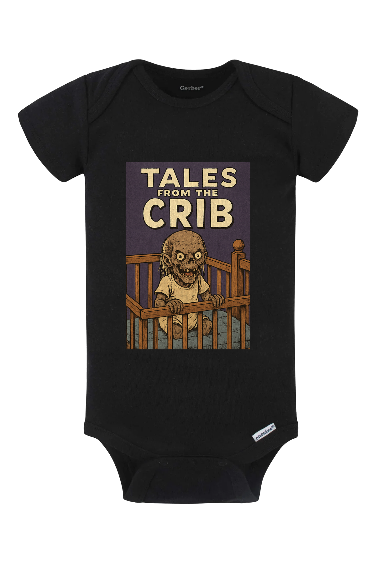 Tales Crib Comic Onesie - black