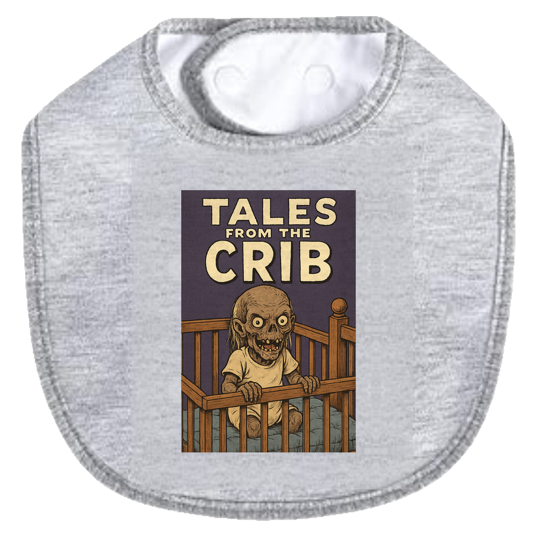 Tales Crib Comic Bib - gray