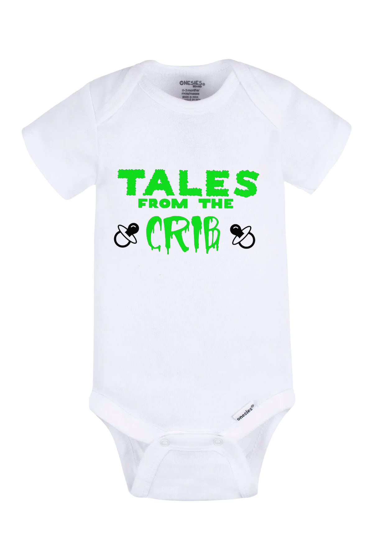 Tales From The Crib Green Onesie - white