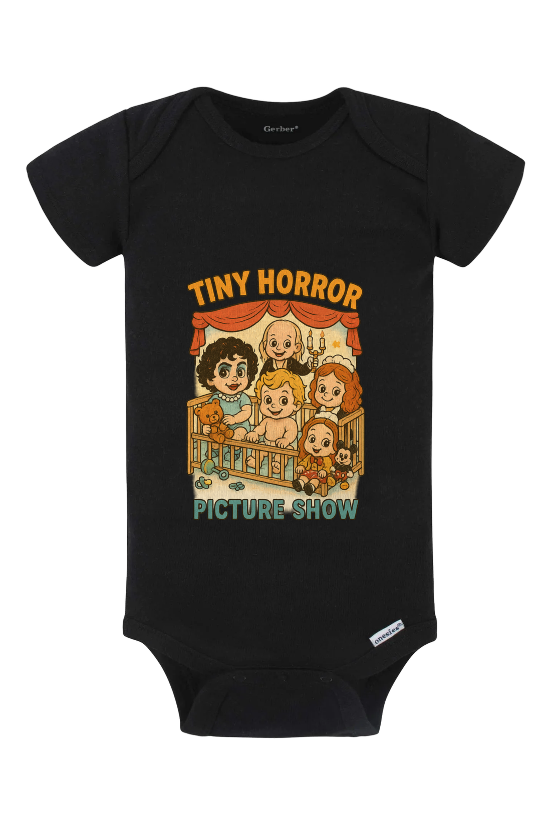 Tiny Horror Picture Show Onesie - white