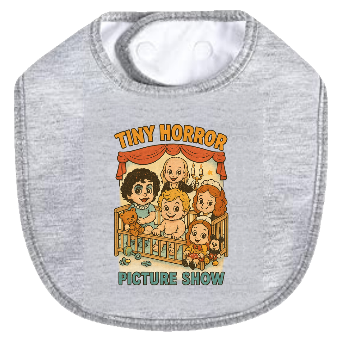 Tiny Horror Picture Show Bib - white