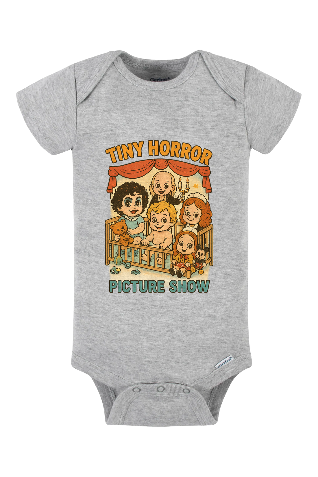 Tiny Horror Picture Show Onesie - gray