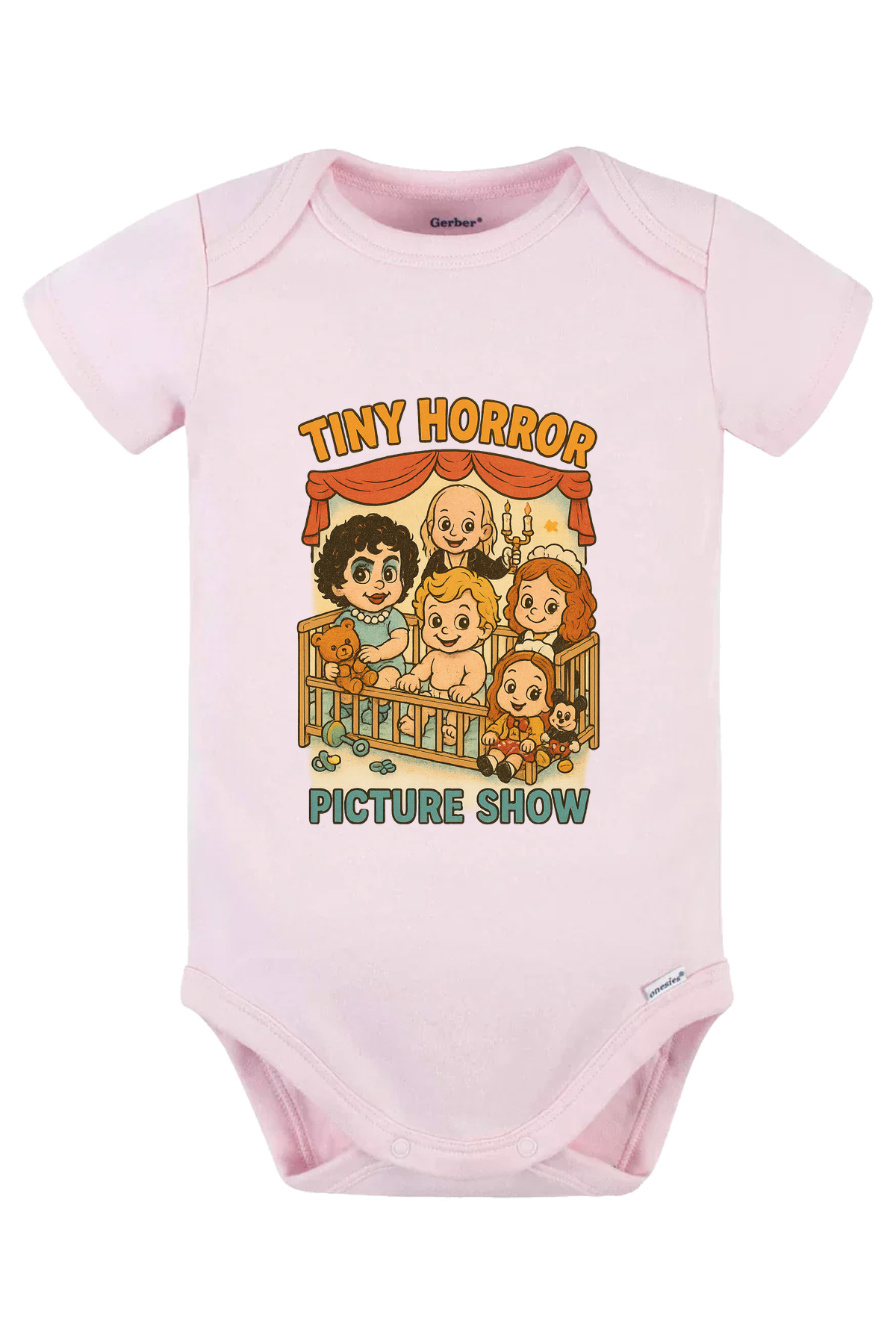 Tiny Horror Picture Show Onesie - pink