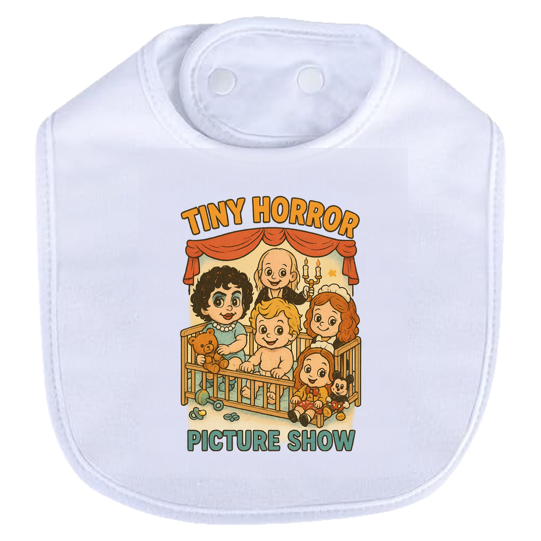 Tiny Horror Picture Show Bib - white
