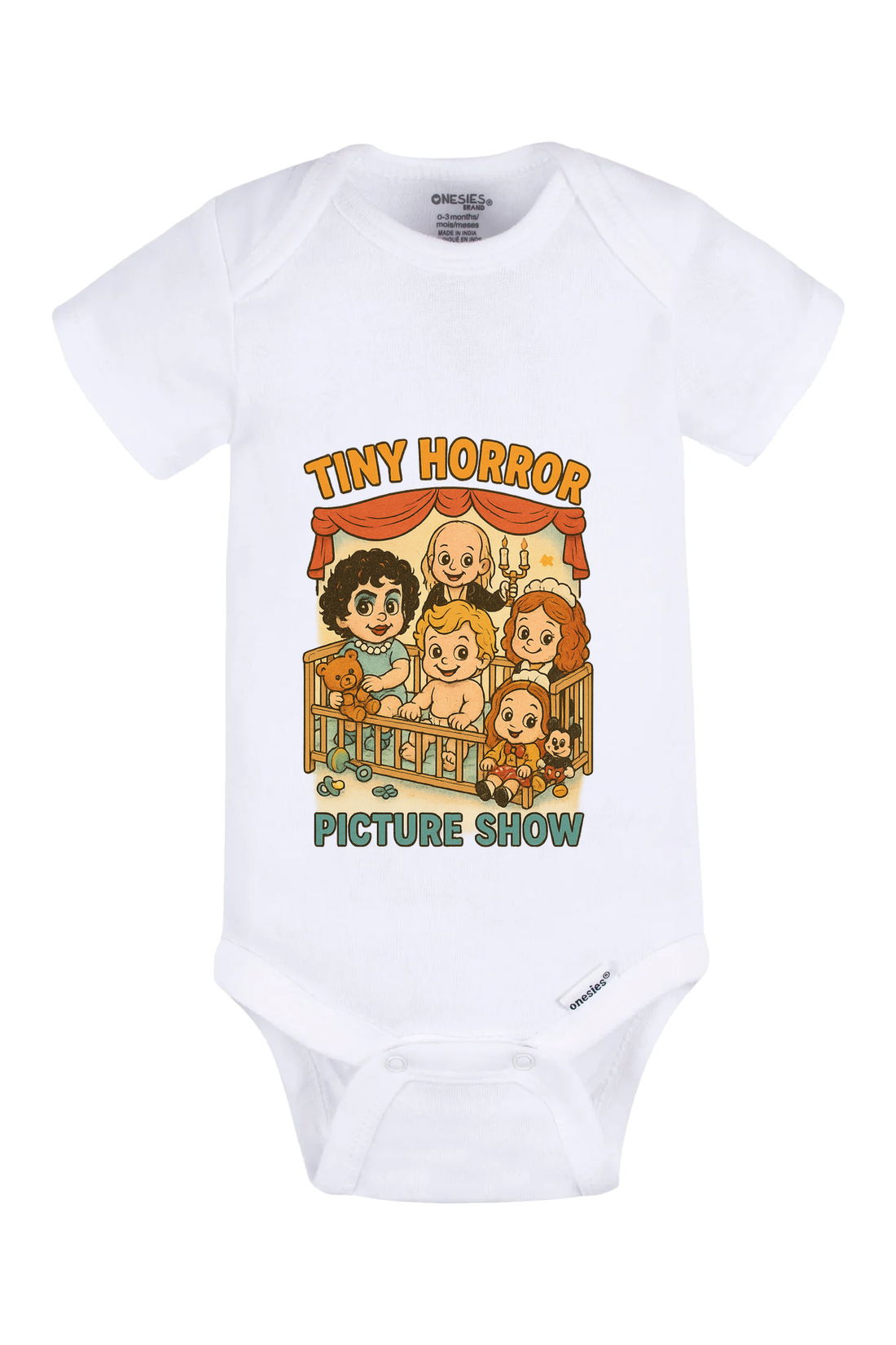 Tiny Horror Picture Show Onesie - white