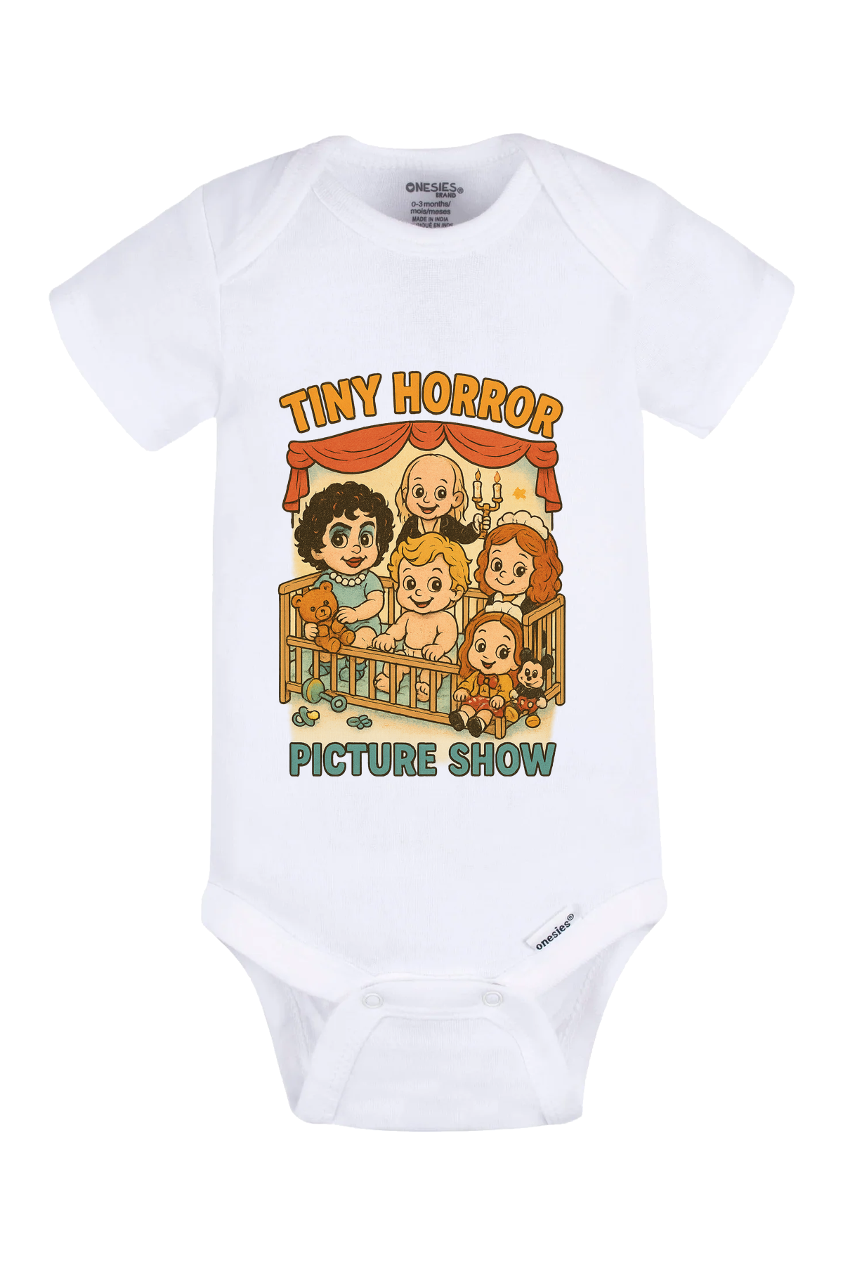 Tiny Horror Picture Show Onesie - white