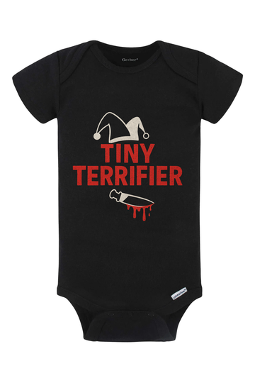 Tiny Terrifier Hat Knife Onesie - black