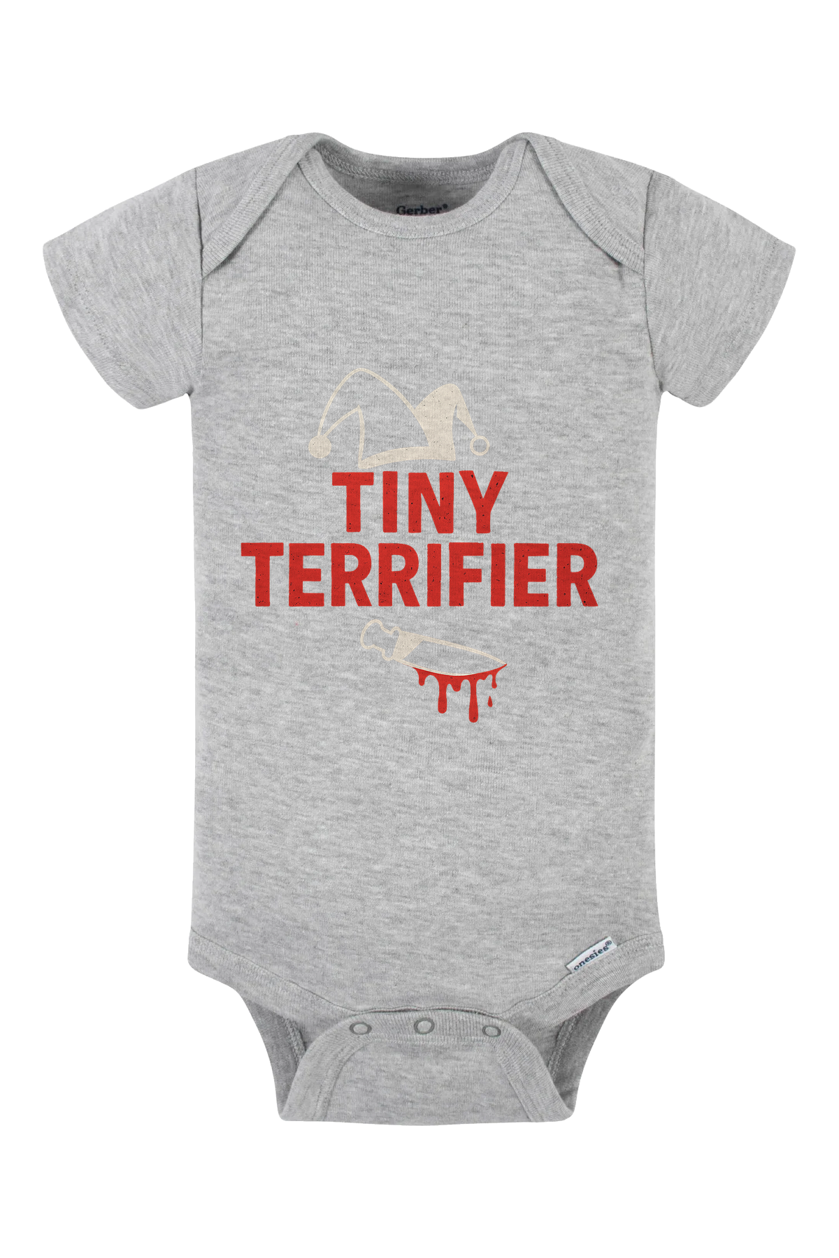 Tiny Terrifier Hat Knife Onesie - gray