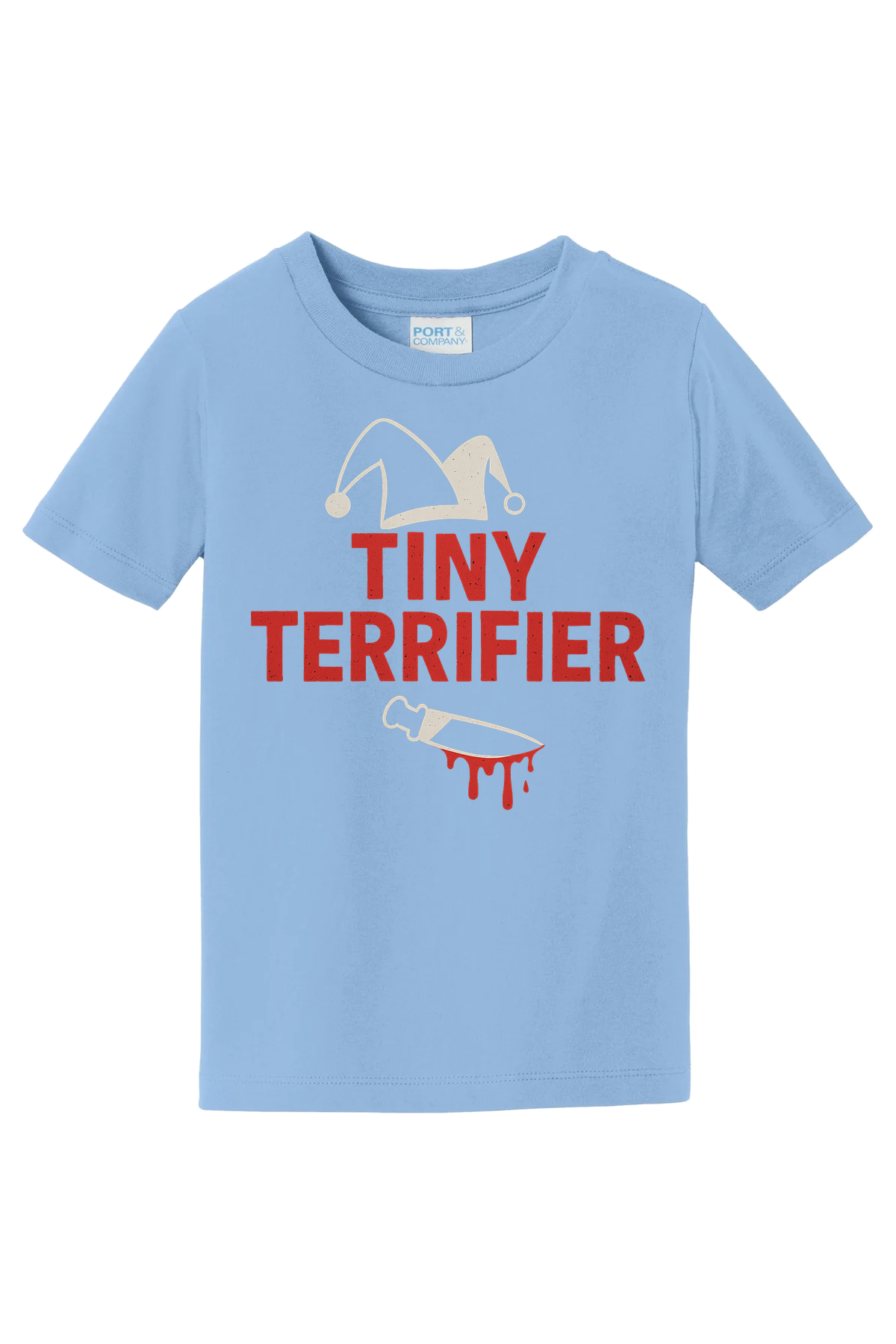 Tiny Terrifier Hat Knife T-Shirt - light blue