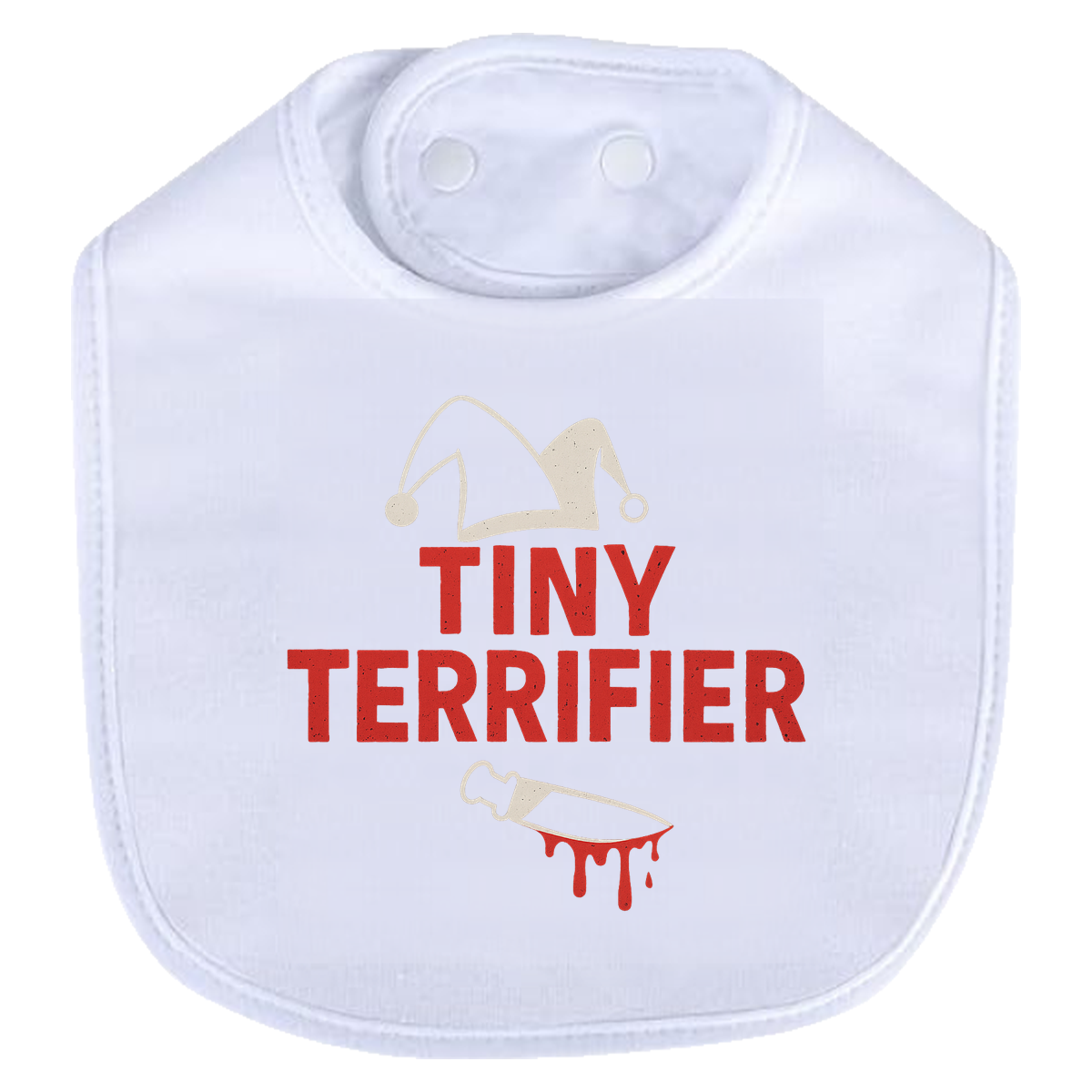 Tiny Terrifier Hat Knife Bib - white