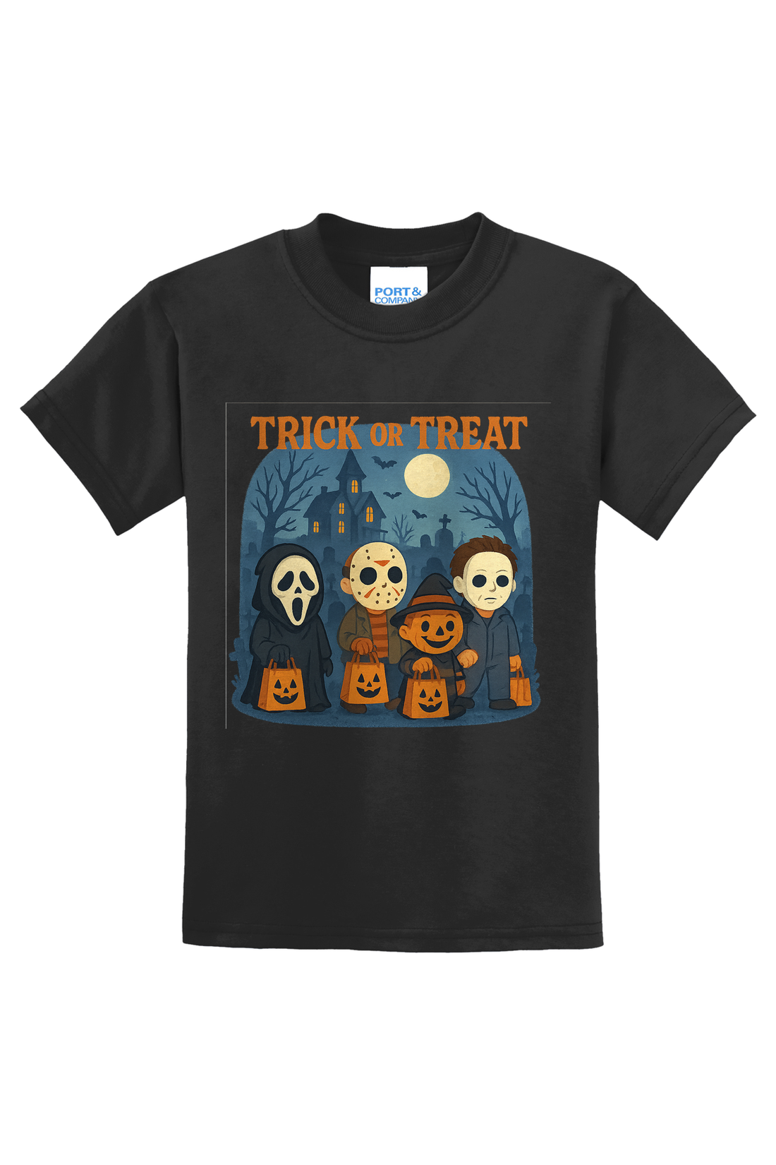 Trickor Treat Bag Words T-Shirt - light blue