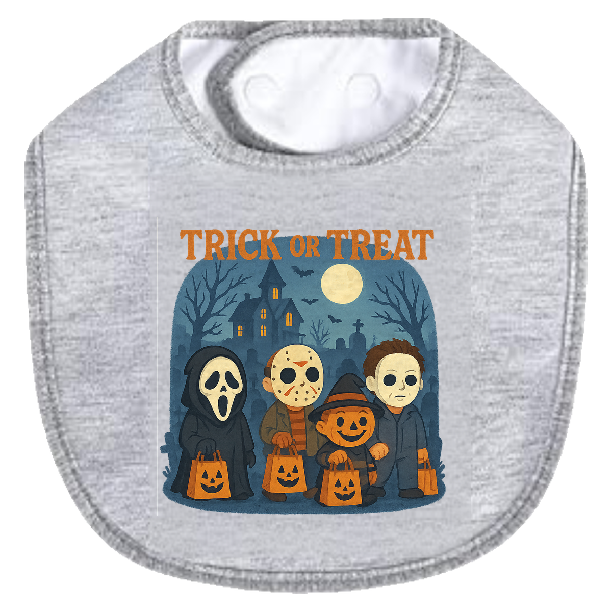 Trickor Treat Bag Words Bib - gray