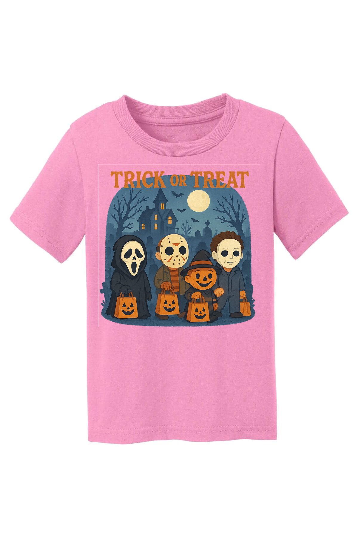 Trickor Treat Bag Words T-Shirt - pink