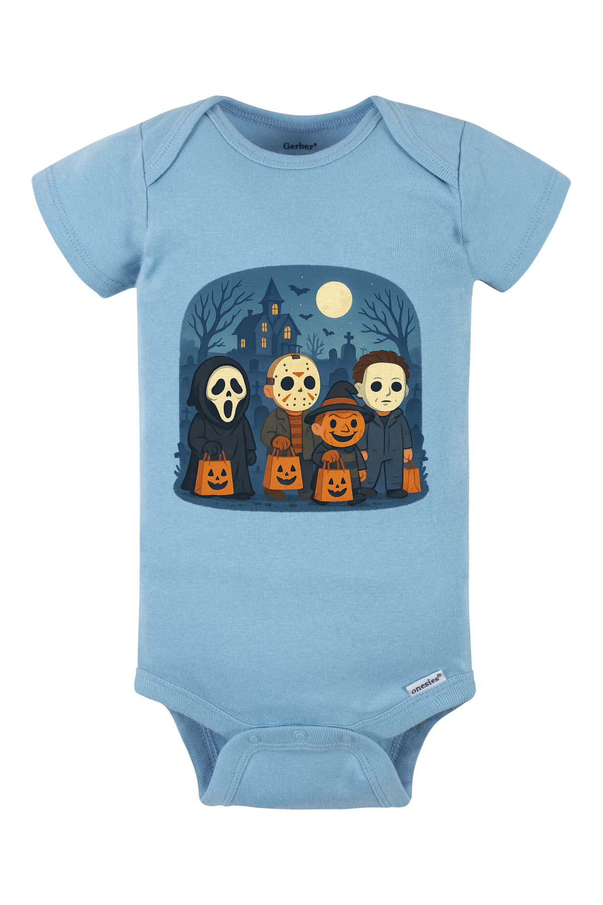 Trickor Treat Bags Onesie - light blue