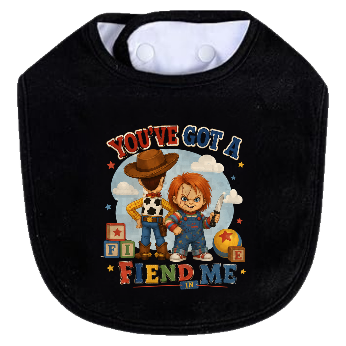 You've Got A Fiend In Me Storybook Bib - white