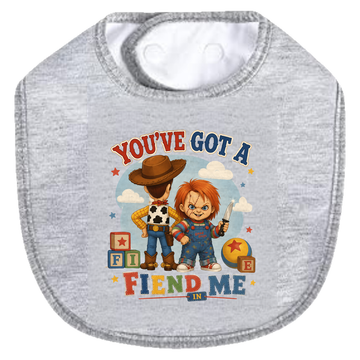You've Got A Fiend In Me Storybook Bib - gray